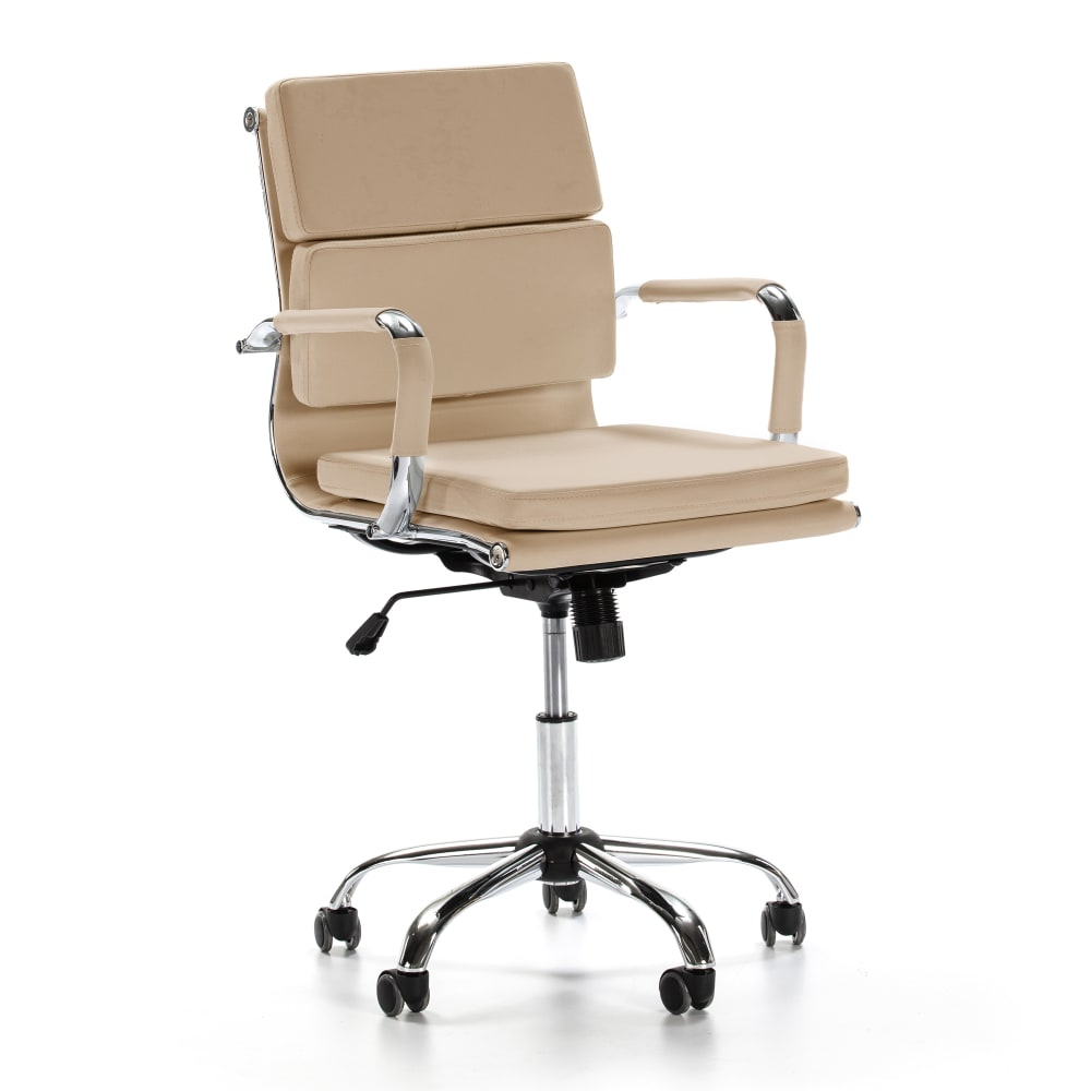 Fauteuil de bureau inclinable taupe, cuir synthétique