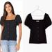 Madewell Tops | New Madewell Jacquard Square Neck Puff Sleeve Top Xs Black Nwt | Color: Black | Size: Xs