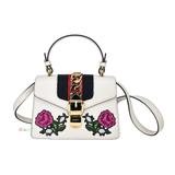 Gucci Bags | Gucci Mini Sylvie Embroidered Leather Cross Body Bag | Color: White | Size: 8"L X 3"W X 5.5"H