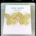 Kate Spade Jewelry | New 12k Kate Spade In A Flutter Lg Pave Butterfly Stud Earrings Gold Tone | Color: Gold/White | Size: 1 Inch