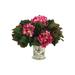 Creative Displays, Inc. Hydrangea & Magnolia Leaf Arrangement in Vase Silk/Plastic in Red | 17 H x 21 W x 21 D in | Wayfair CDFL6917