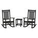 POLYWOOD® Rocker Estate 3-Piece Rocking Chair Set w/ Long Island 18" Outdoor Side Table Plastic | Wayfair PWS712-1-BL