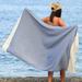 East 'N Blue Fulvia Turkish Cotton Beach Towel Turkish Cotton in Gray/Blue/Indigo | Wayfair FUL-PS1-SAX