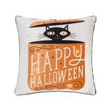 18" x 18" Festive Fright Cat Light-Up LED Light-Up Halloween Throw Pillow