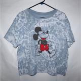 Disney Tops | Disney Mickey Mouse Sz Xxl Euc Crop Top Short Sleeve | Color: Blue/White | Size: 2x