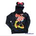 Disney Tops | Disney Parks Minnie Mouse Long Sleeve Hoodie Sweatshirt With Ears Size L | Color: Black/Red | Size: L