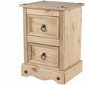 Netfurniture - Coristan 2 tiroir petite armoire de chevet - Brun