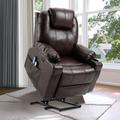 Latitude Run® Power Lift Chair Electric Recliner For Elderly Heated Vibration Massage Faux Recliner Chair w/ 2 Remote Controls | 42 H in | Wayfair