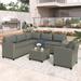 5 Piece Patio Furniture Outdoor Conversation Set Resin Wicker Cushioned Sectional Sofa Set with Coffee Table and Single Chair