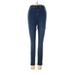 Topshop Jeggings - Mid/Reg Rise Skinny Leg Slim: Blue Bottoms - Women's Size 26 - Dark Wash