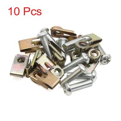 10pcs Universal License Panel U-Clips Speed Nuts Thread - Bronze Tone