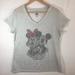 Disney Tops | Disney Park Women's V Neck Xl Heather Gray Semi Sheer Short Sleeve Shirt | Color: Gray | Size: Xl