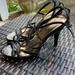 Nine West Shoes | Nine Weat Leather Strappy Heel Sandal Size 7 | Color: Black | Size: 7