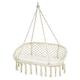 CASART Swing Chair, Cotton Rope Macrame Hammock Chair with Fringes & Cushion, Indoor Outdoor Bohemian Hanging Chairs Seat for Living Room, Bedroom, Garden, Balcony (2 Seat-130 x 67 x 42cm)