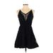 Some Days Lovin Casual Dress - A-Line Plunge Sleeveless: Black Print Dresses - Women's Size X-Small