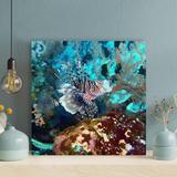 Rosecliff Heights Brown & White Fish In Fish Tank 1 - 1 Piece Square Graphic Art Print On Wrapped Canvas in Blue/Brown | Wayfair