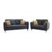 2-piece Loveseat Sofa Wood Frame Sofa Furniture Button Tufting Upholstered Sofa with Removable Cushions and Metal Leg