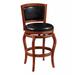 Rory 29 Inch Swivel Barstool, Wood, Bonded Leather, Nailhead, Cherry Brown