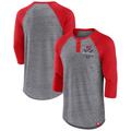 Men's Fanatics Branded Heathered Gray/Red Washington Nationals Iconic Above Heat Speckled Raglan Henley 3/4 Sleeve T-Shirt