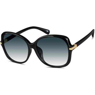 Zenni Women's Square Rx Sunglasses Black Plastic Full Rim Frame