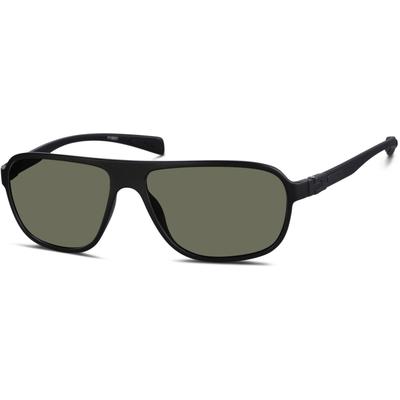Zenni Men's Experimental Rectangle Rx Sunglasses Black Plastic Full Rim Frame