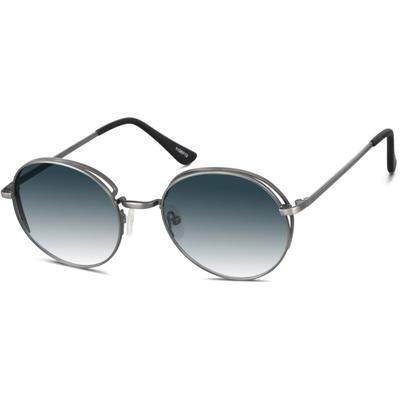 Zenni Round Rx Sunglasses Gunmetal Metal Full Rim Frame