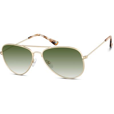 Zenni Men's Aviator Rx Sunglasses Gold Stainless Steel Full Rim Frame