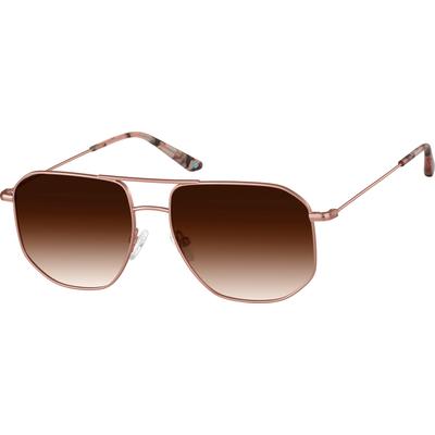 Zenni Aviator Rx Sunglasses Rose Gold Tortoiseshell Stainless Steel Full Rim Frame