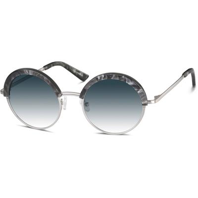 Zenni Women's Round Rx Sunglasses Gray Mixed Full Rim Frame