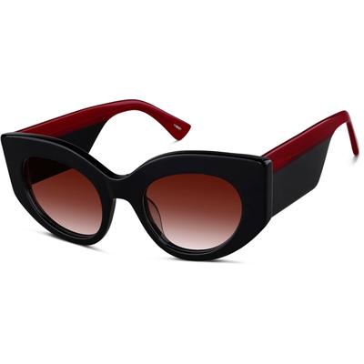 Zenni Women's Vintage Cat-Eye Rx Sunglasses Black Plastic Full Rim Frame