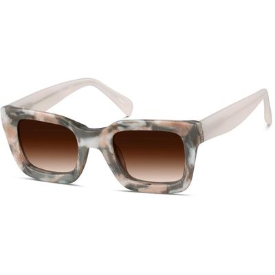 Zenni Women's Square Rx Sunglasses Blush Pattern Plastic Full Rim Frame