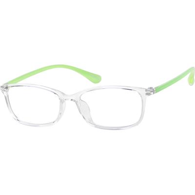 Zenni Rectangle Glasses Universal Bridge Fit Green Plastic Full Rim Frame