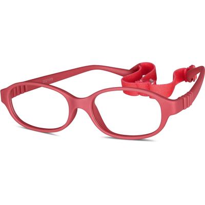 Zenni Kids Oval Glasses Red flexible Plastic Full Rim Frame