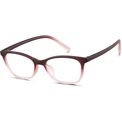 Zenni Women's Rectangle Prescription Glasses Wine/rose Ombre Plastic Full Rim Frame