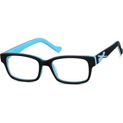 Zenni Boys Square Glasses Black Plastic Full Rim Frame