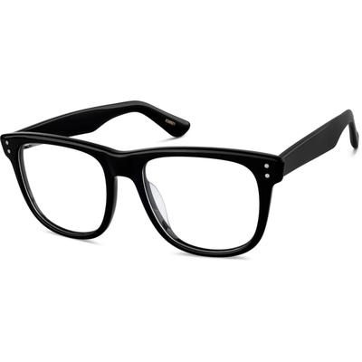 Zenni Square Glasses Black Plastic Full Rim Frame