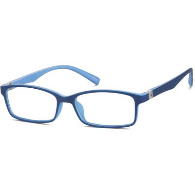 Zenni Boys Rectangle Glasses Blue flexible Plastic Full Rim Frame