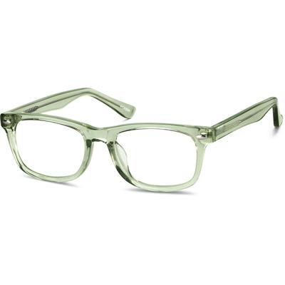 Zenni Kids Rectangle Glasses Green Plastic Full Rim Frame