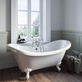 Freestanding Double Ended Roll Top Bath with Brushed Brass Feet 1750 x 740mm - Park Royal