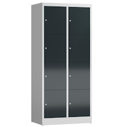ClassiX Schließfachschrank, 2 Abteile à 4 Fächer, 1800 x 800 x 500 mm, lichtgrau/anthrazitgrau Image