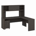Office by kathy ireland Echo 72W L Shaped Computer Desk with Hutch and 3 Drawer Mobile File Cabinet in Charcoal Maple - Bush Furniture ECH051CM