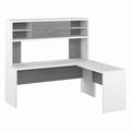 Office by kathy ireland Echo 72W L Shaped Computer Desk with Hutch in Pure White and Modern Gray - Bush Furniture ECH057WHMG