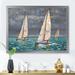East Urban Home Regatta Sailboats Arriving At The Finish I - Nautical & Coastal Canvas Wall Art Print Canvas | 12 H x 20 W x 1 D in | Wayfair