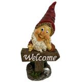 Trinx Solar Welcome Gnome Resin/Plastic in Brown/Red | 13 H x 6 W x 5 D in | Wayfair 453C6B203C56494BB5A25AE90672181C