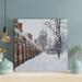 Latitude Run® Brown Wooden Fence Covered w/ Snow - Wrapped Canvas Painting Metal in Brown/White | 32 H x 32 W x 2 D in | Wayfair