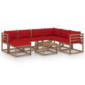 vidaXL 8-tlg. Garten-Lounge-Set mit Kissen Rot