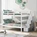 Stairway Full-Over-Full Bunk Bed with Storage and Guard Rail for Bedroom, Dorm, White color