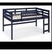 Transitional Twin Solid Pine Loft Bed, Navy Finish with Slat System and Safety Guardrail