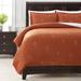 Rosalind Wheeler Emerich Dark Orange Microfiber Reversible Duvet Cover Set Microfiber in Brown/Orange | Queen | Wayfair