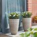 Corrigan Studio® Dneisha Eco-Friendly 2-Piece Pot Planter Set Fiberglass/Plastic/Stone in Black | 19.75 H x 14 W x 14 D in | Wayfair